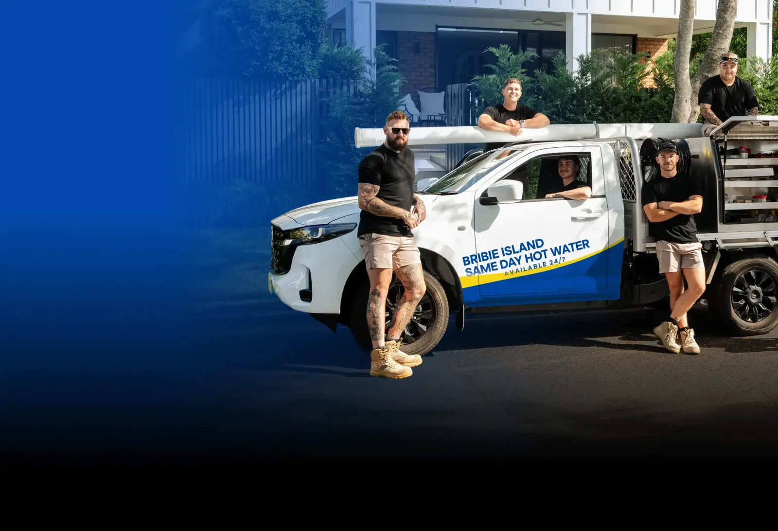 Bribie Island Same Day Hot Water team with the ute